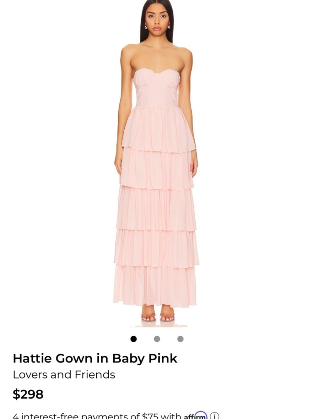 Lovers + Friends Baby Pink Strapless Tiered Wedding Gown